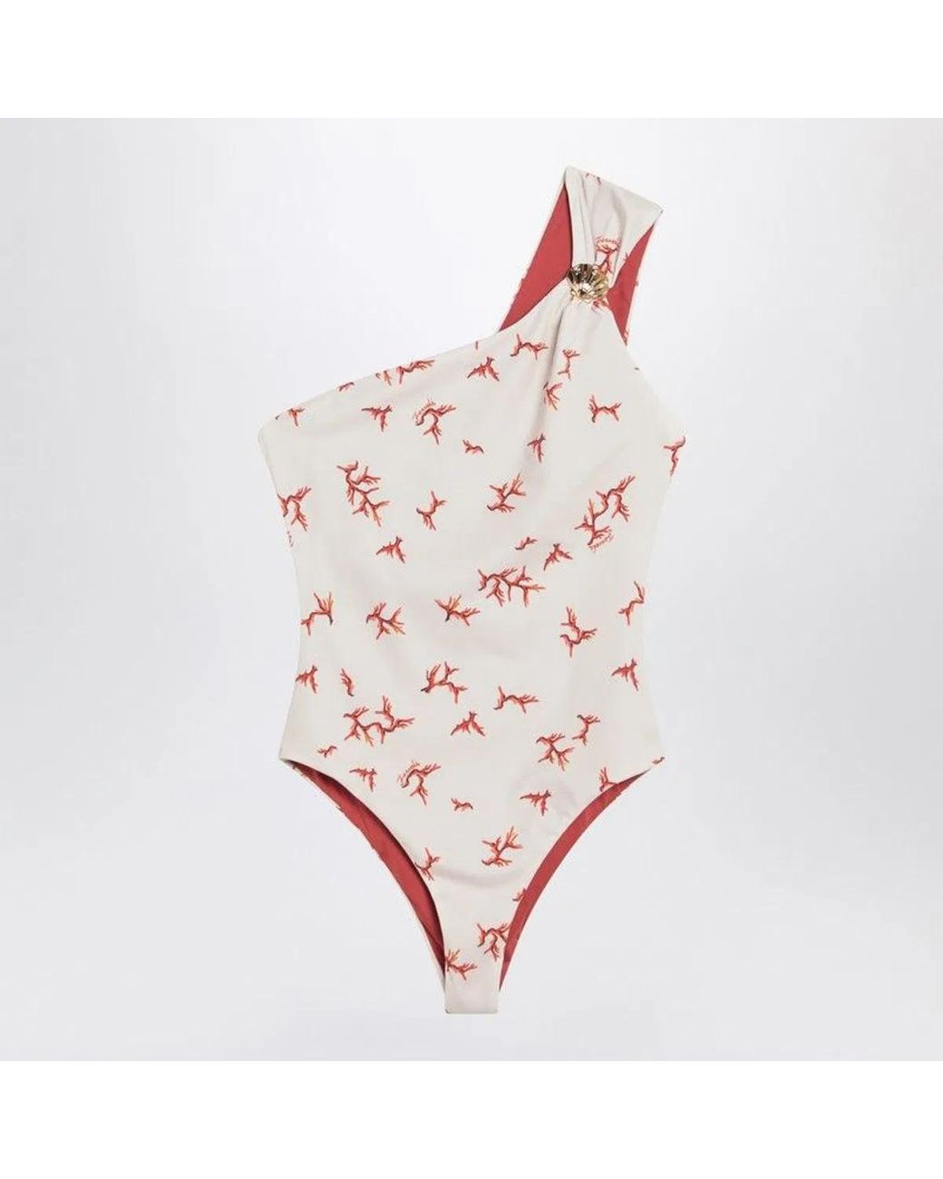 Fendi Pink One-Shoulder Swimming Costume With Coral