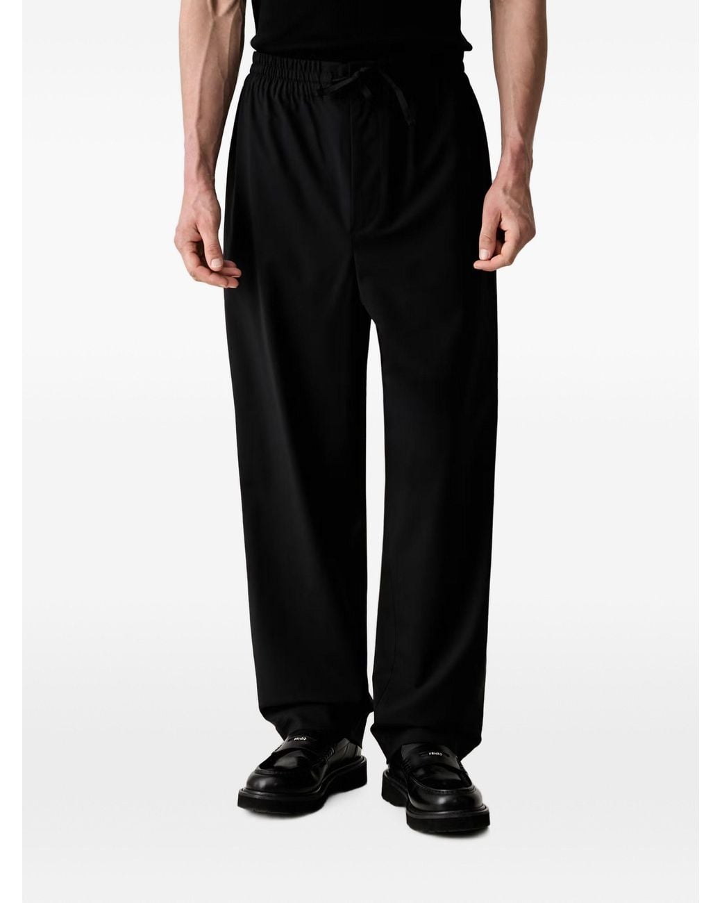 KENZO Black Drawstring Elasticated-Waist Trousers for men