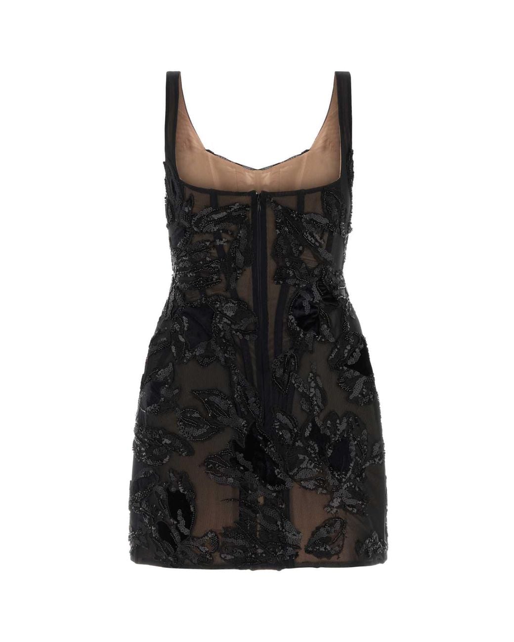 Costarellos Black Embellished Sleeveless Mini Dress