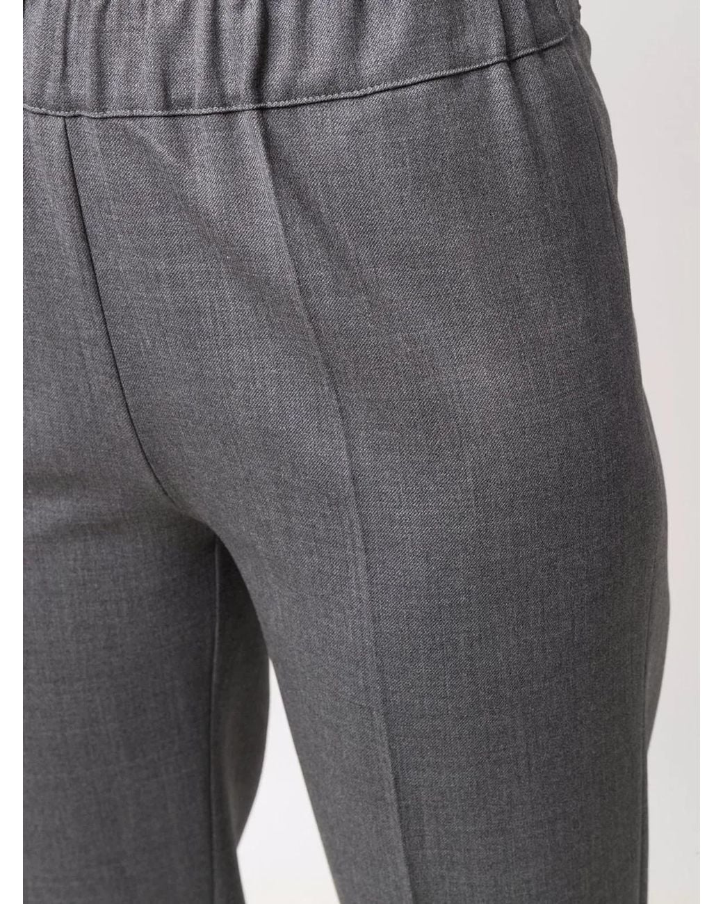 D.exterior Gray Virgin Wool-Blend Contrast Stitching Trousers