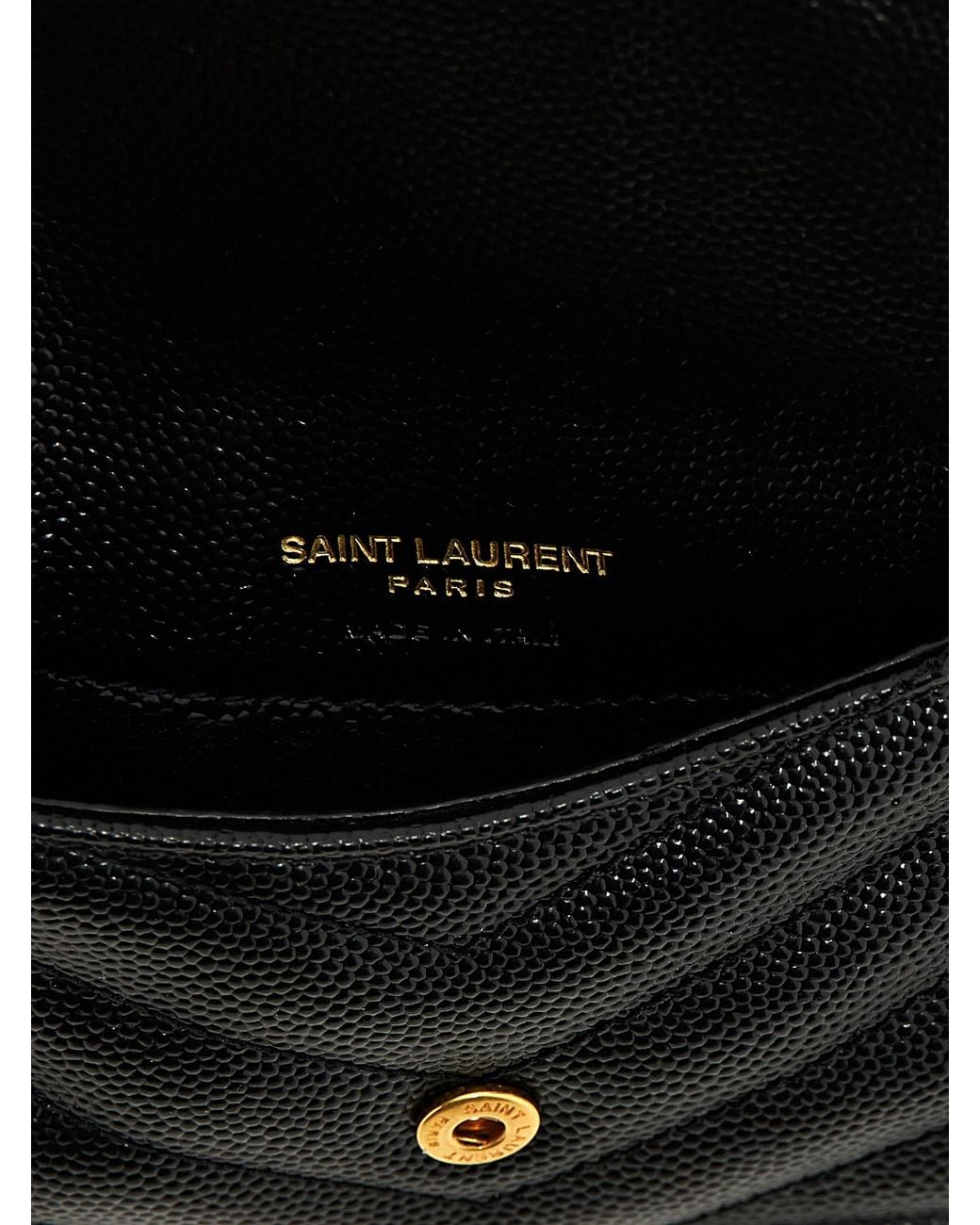 Saint Laurent Black Chevron Quilted Grained Leather Card Case