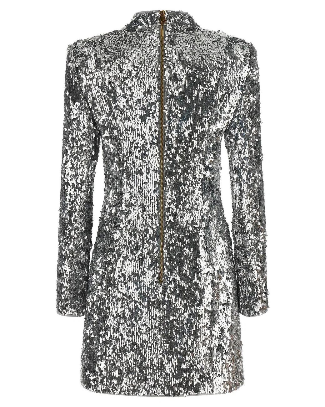 Balmain Gray Sequin Dress