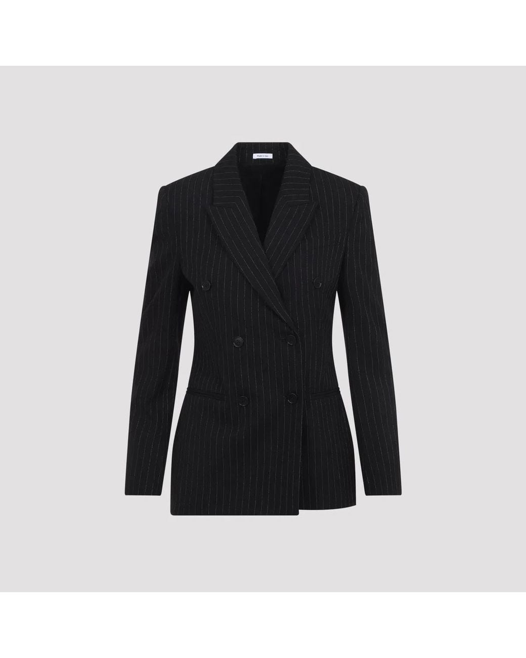 McQueen Black Pinstripe Lurex Wool Jacket