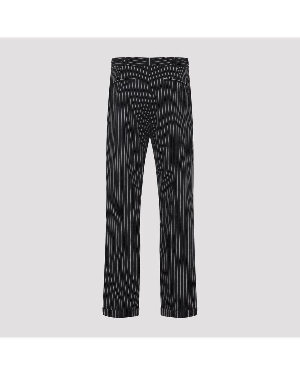 Tom Ford Black Virgin Wool Striped Wool Chino Pants