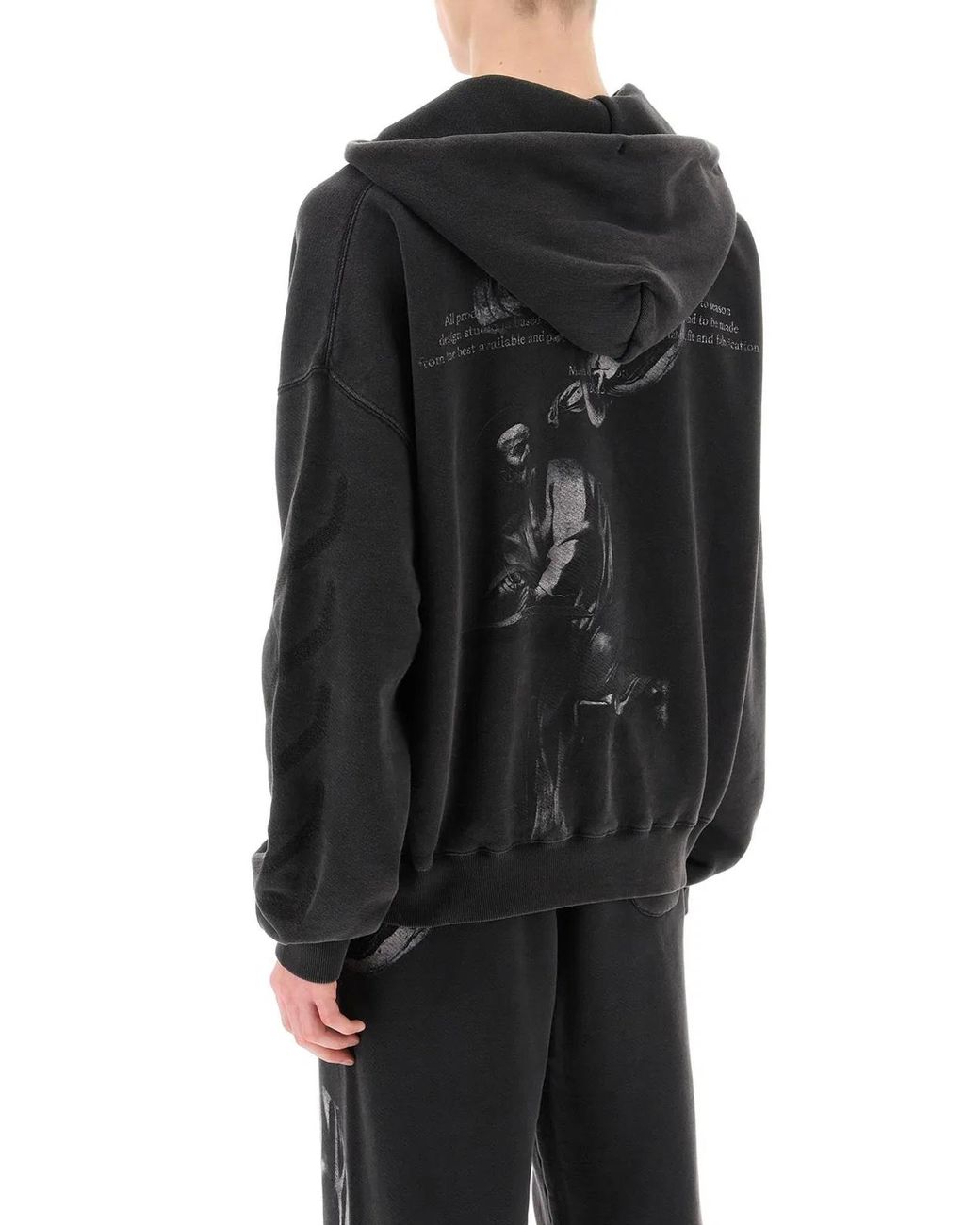Off-White c/o Virgil Abloh Black Logo Cotton Hoodie for men