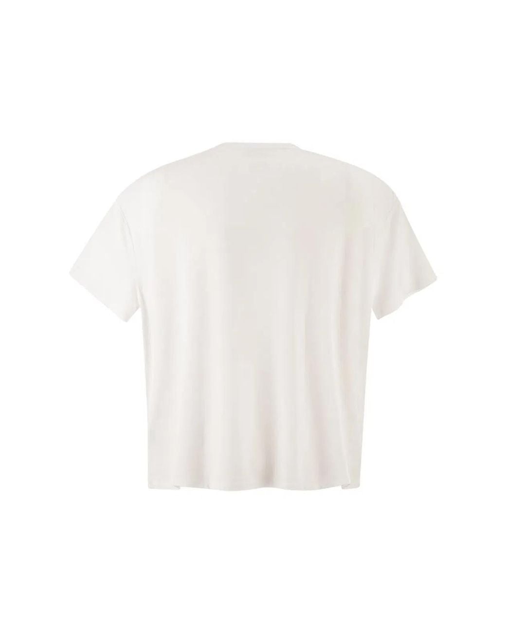 Majestic White Stretch Viscose T-Shirt With Round Neckline