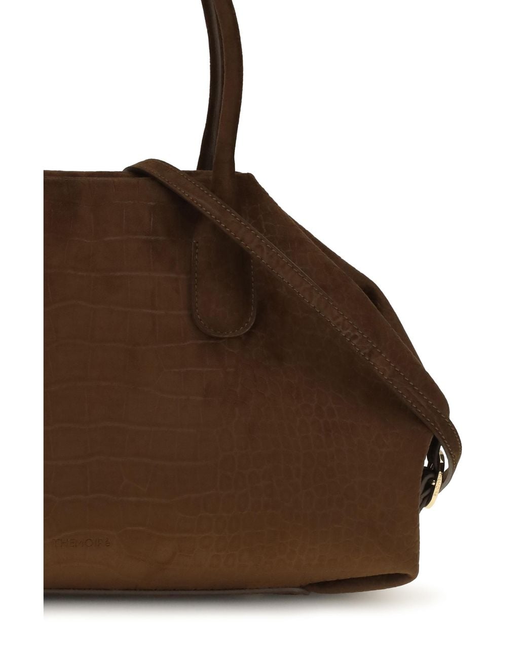 THEMOIRÈ Brown Medium Talia Trank Crocodile-Effect Suede Shopping Bag