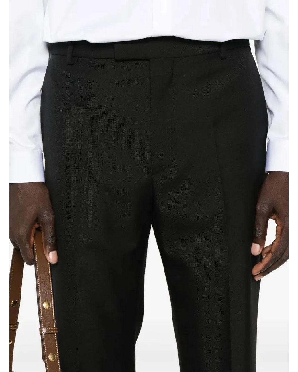 Gucci Black Polyester Wool Pants for men