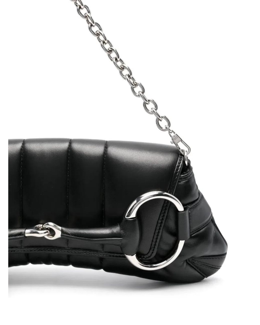 Gucci Black Medium Horsebit Chain Shoulder Bag