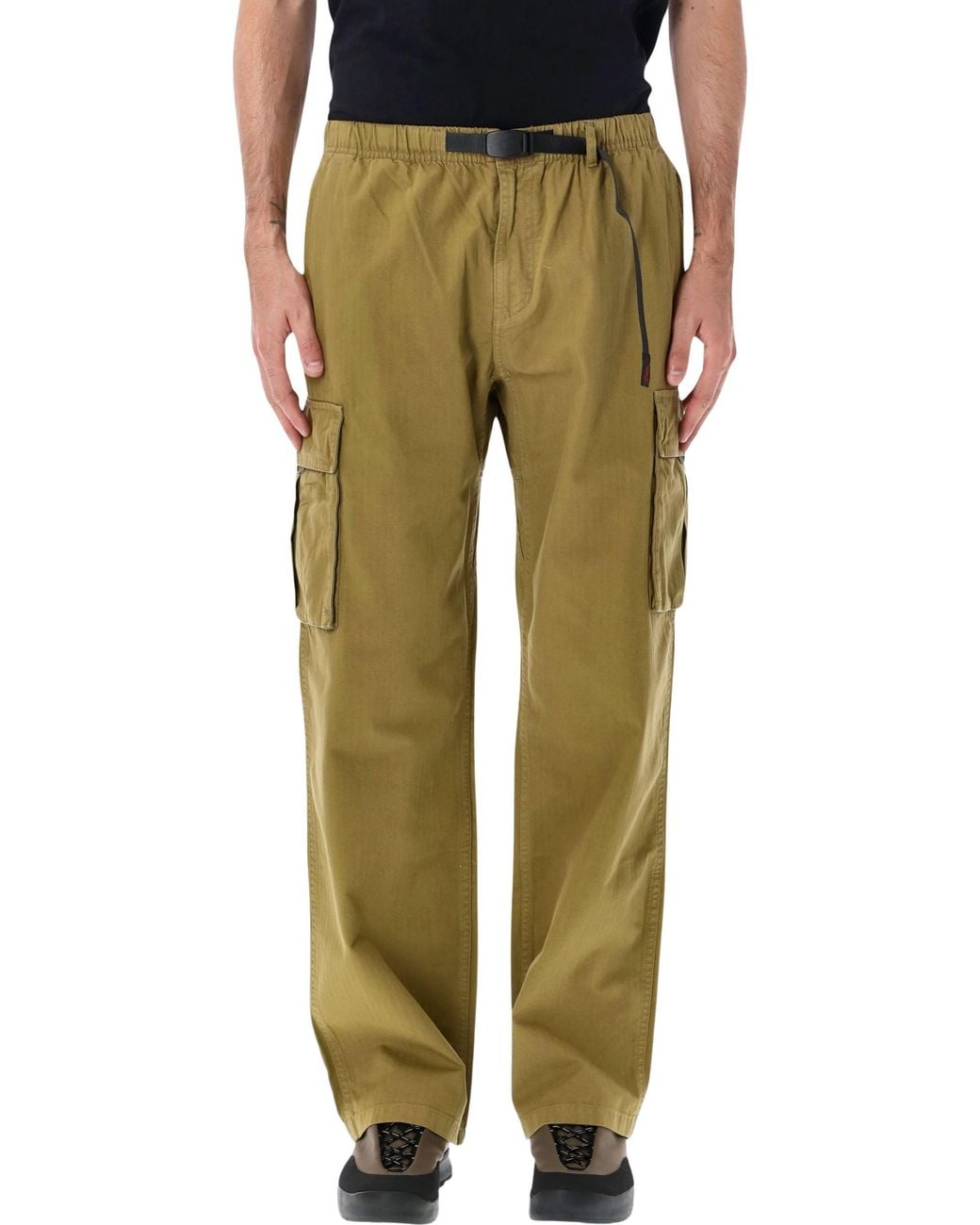 Gramicci Green Herringbone Cargo Pants for men