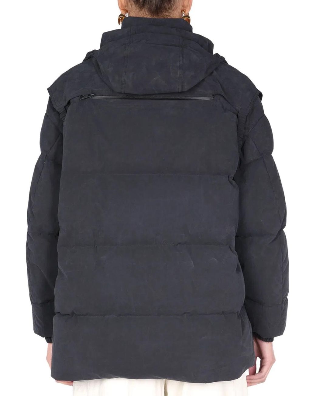 Bottega Veneta Blue Satin Poplin Hooded Down Jacket