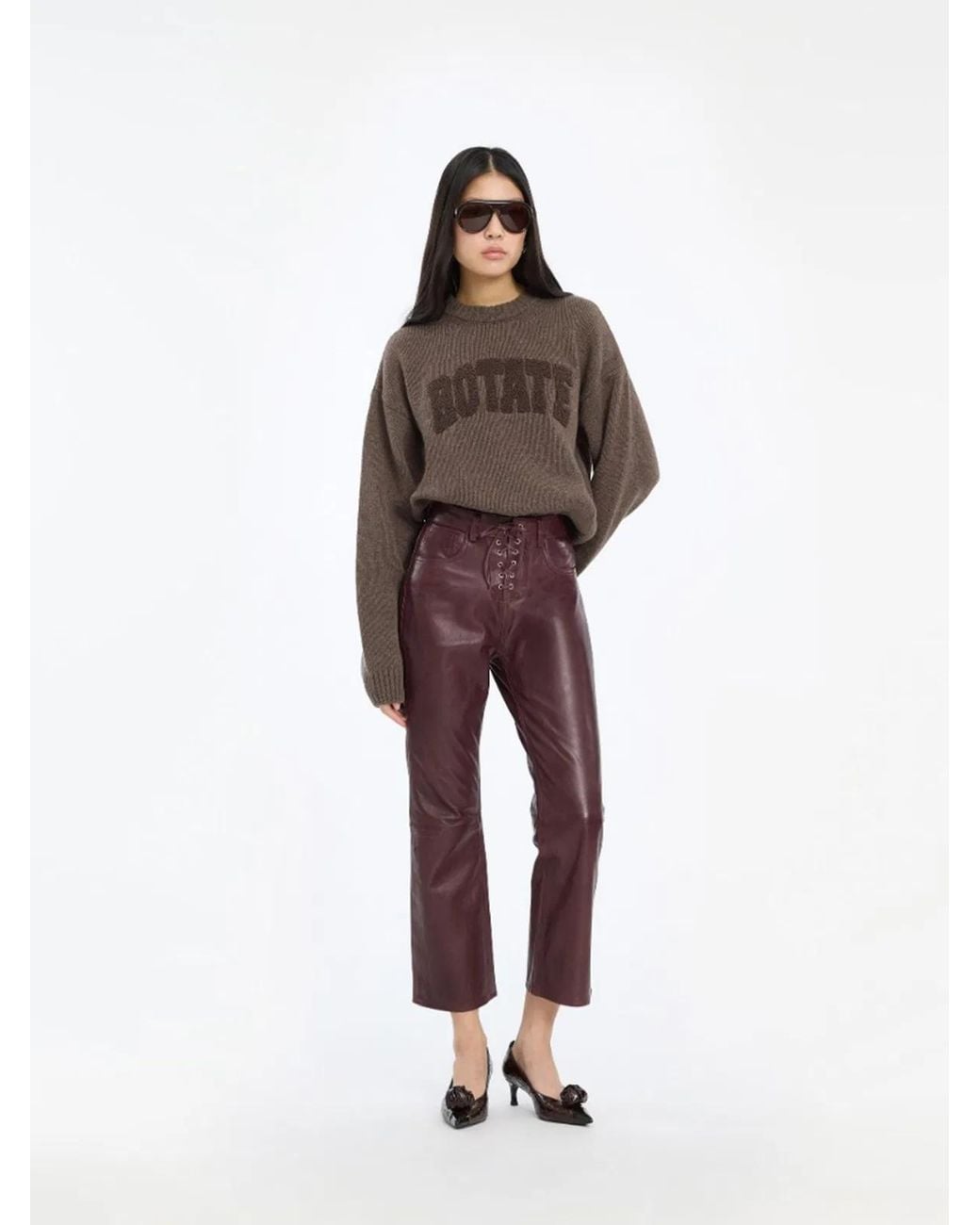 ROTATE BIRGER CHRISTENSEN Brown Crewneck Sweater