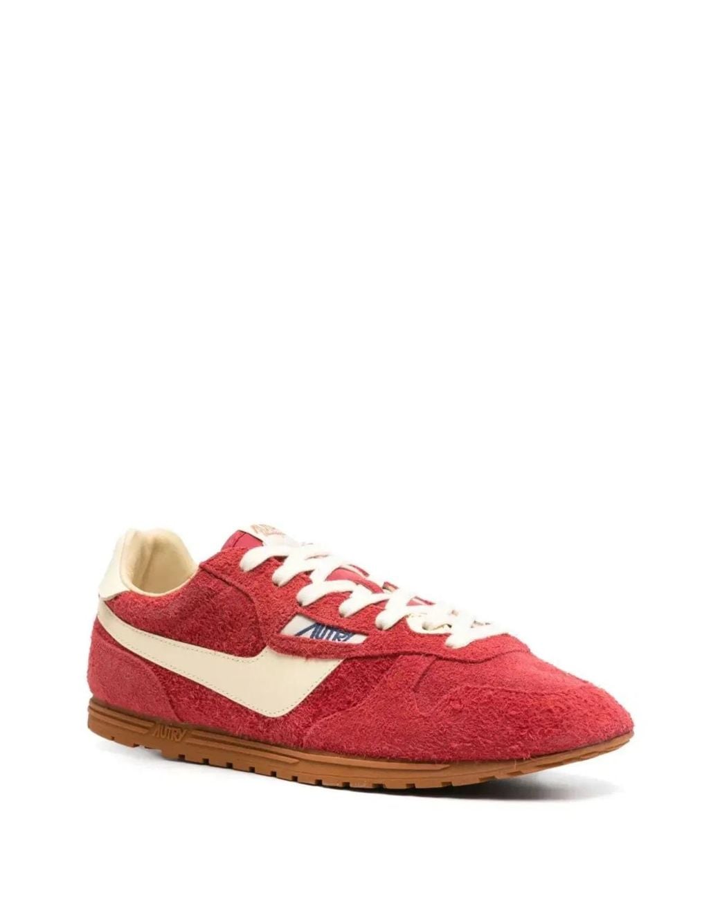 Autry Red "Windspin Low" Suede Leather Sneakers