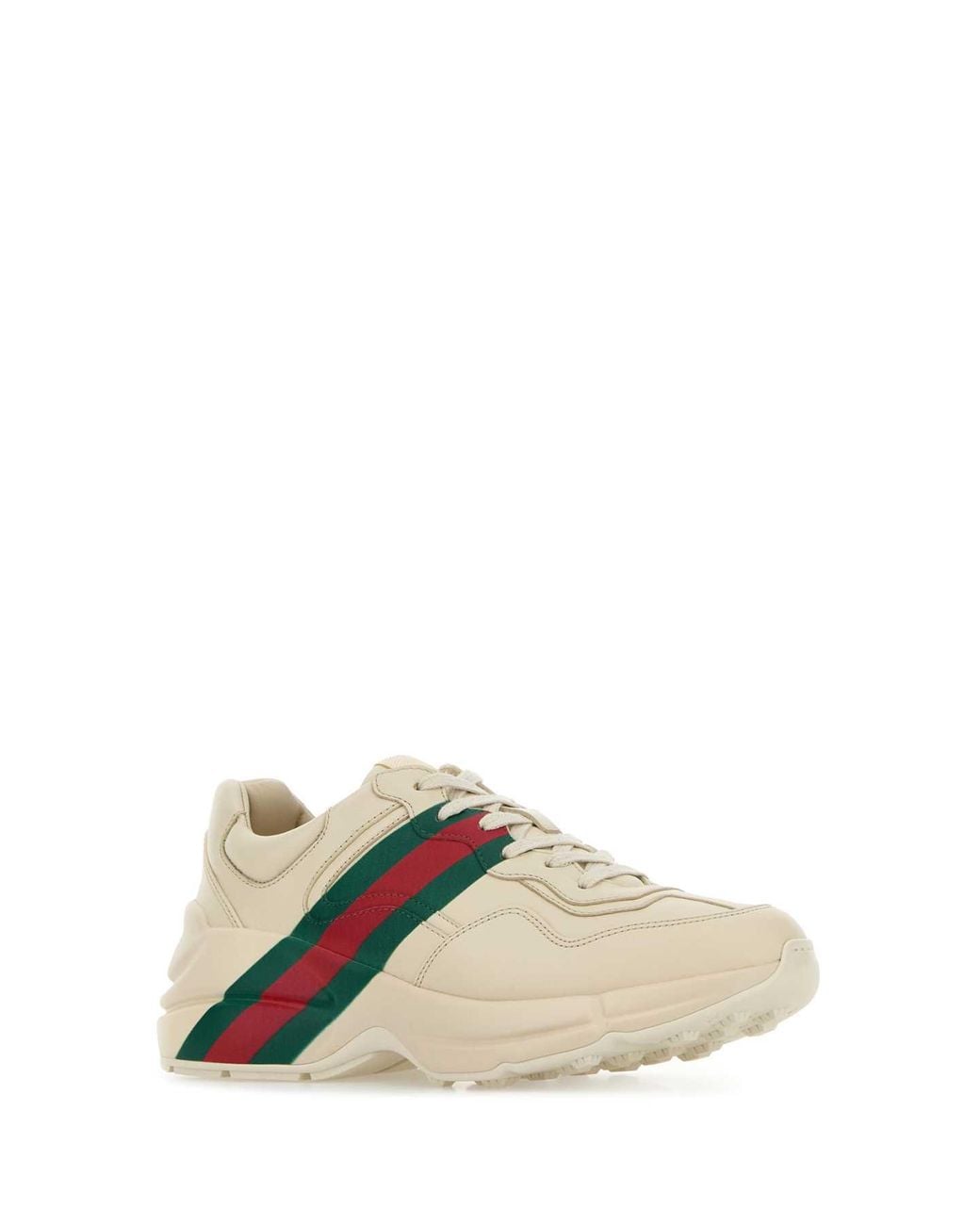 Gucci White Ivory Leather Rhyton Sneakers