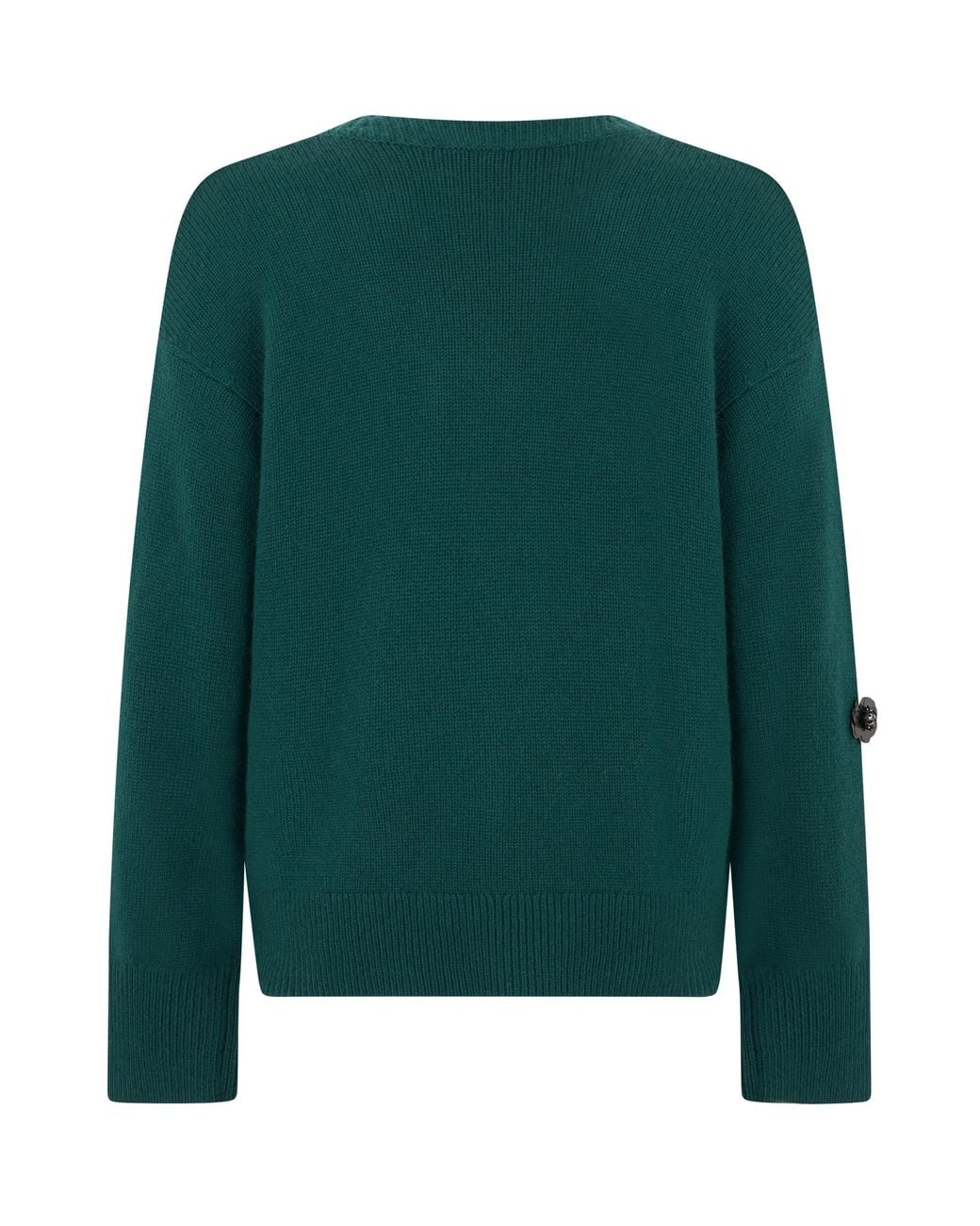 Max Mara Green Wool Sweater Mixed With Cashmere With Floral Applications