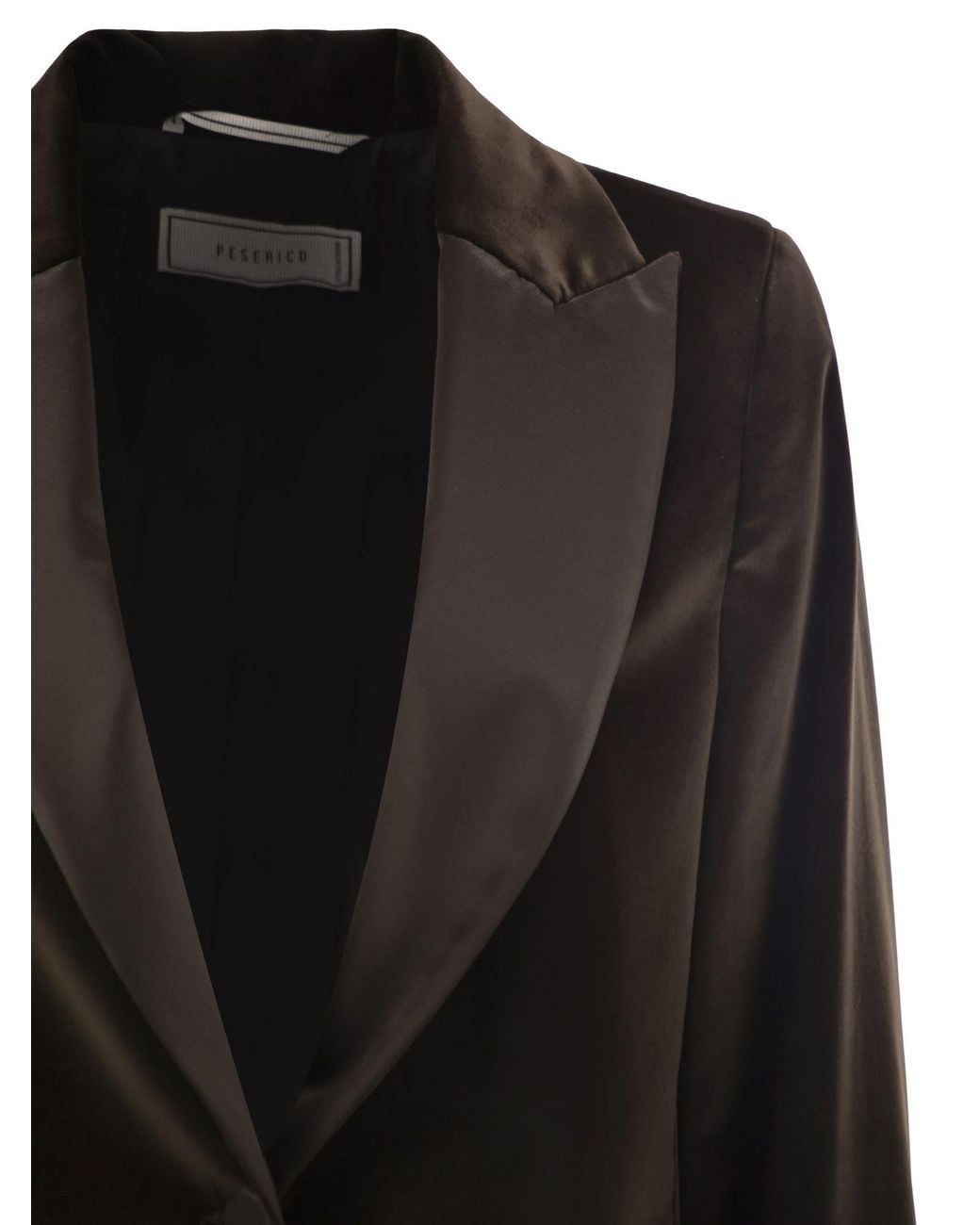 Peserico Black Single-Breasted Stretch Velvet Blazer With Satin Lapels