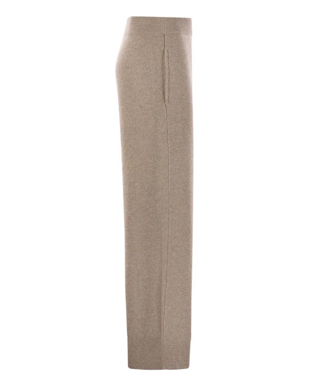 Brunello Cucinelli Gray English Rib Cashmere And Viscose Knit Trousers