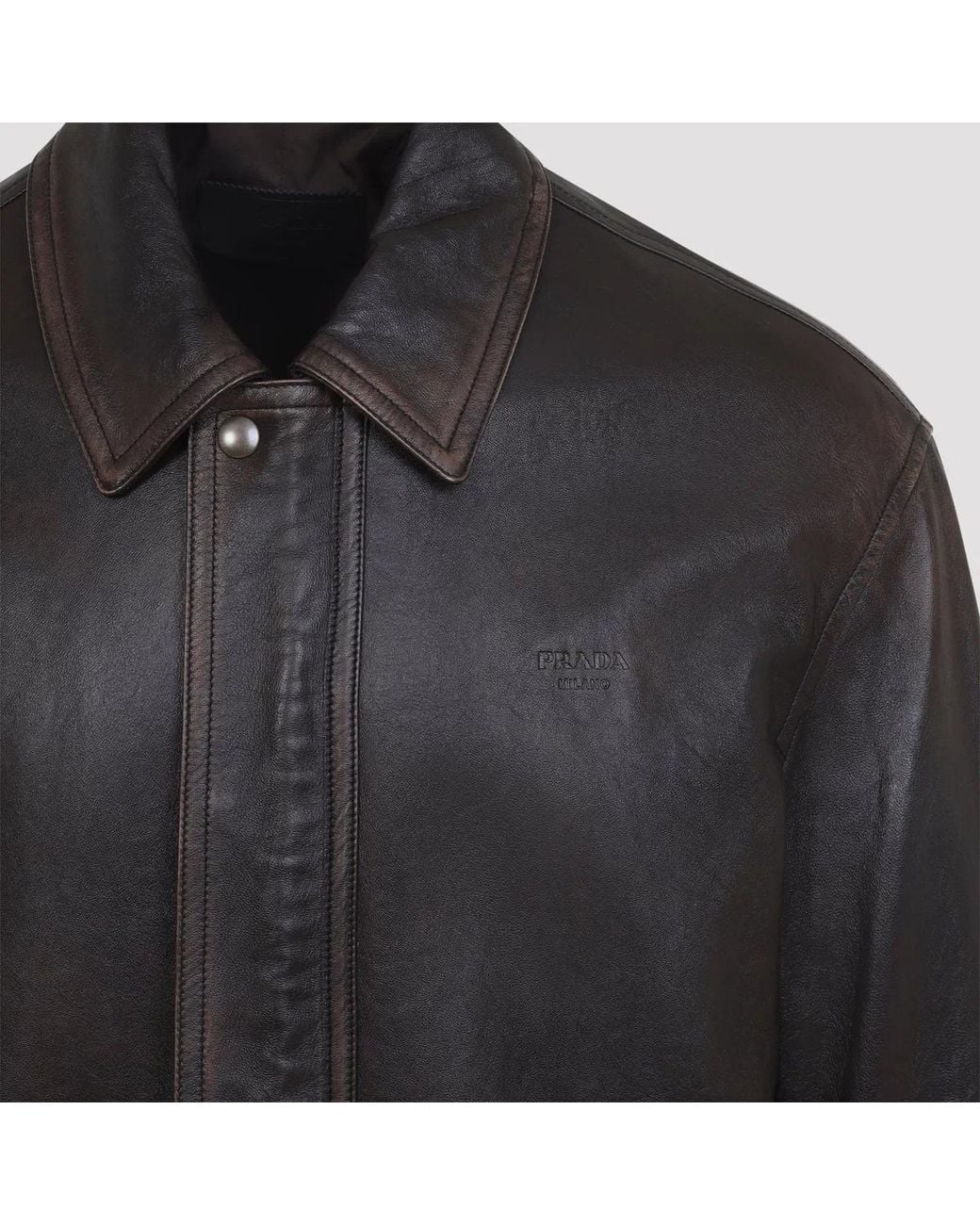 Prada Black Moro Leather Bomber Jacket