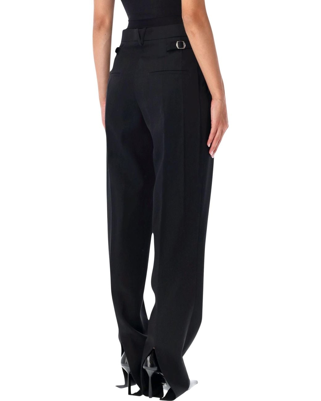Bottega Veneta Black Grain De Poudre Wool Trousers