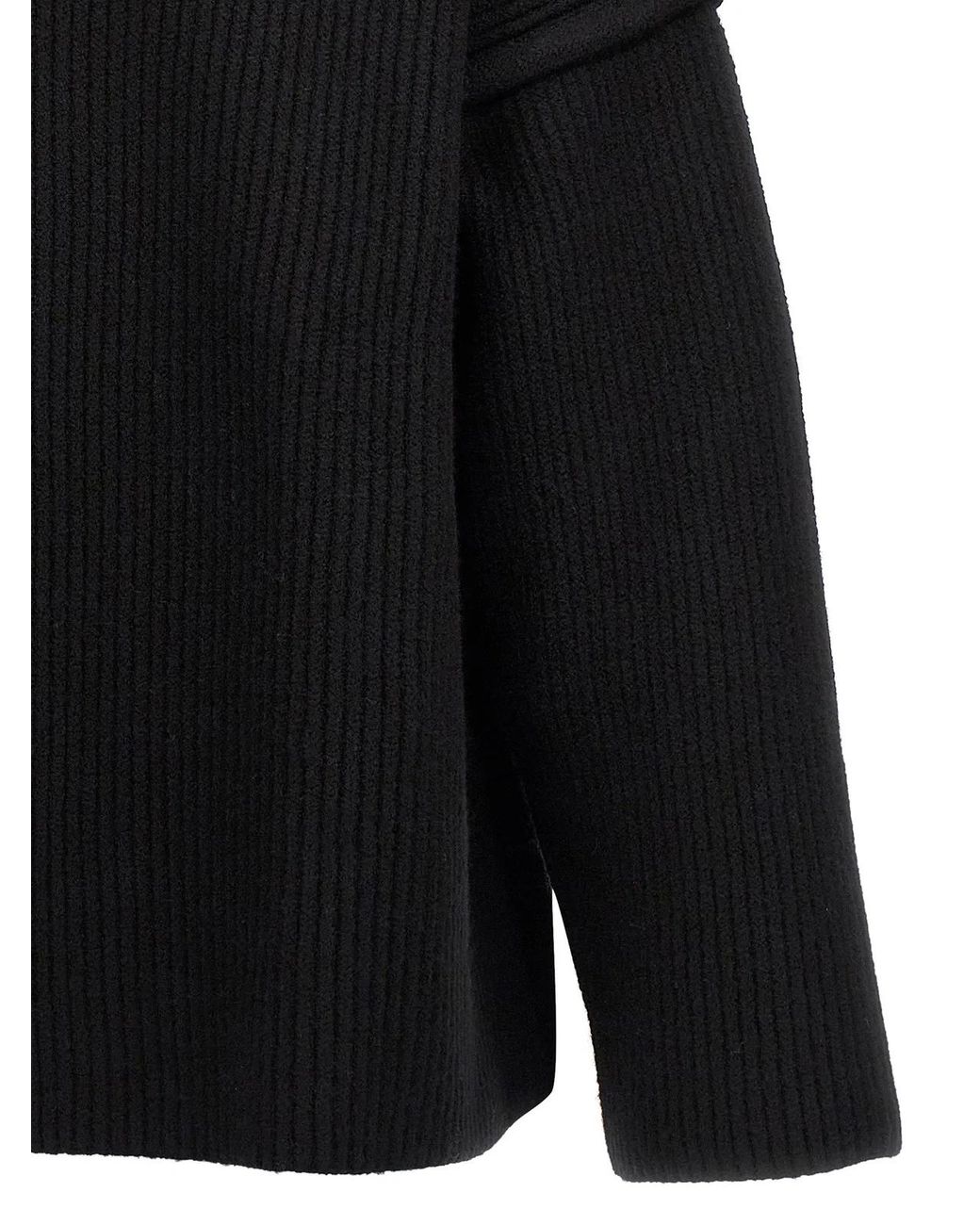 Jil Sander Black Geometric Neckline Sweater for men