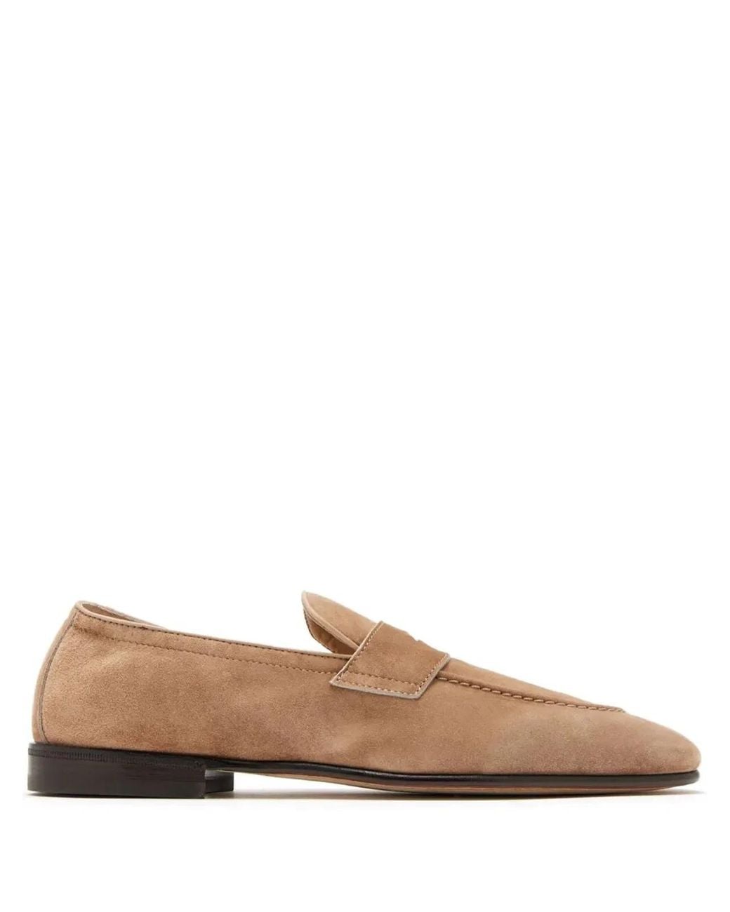 Brunello Cucinelli Brown Soft Suede Penny Loafer for men