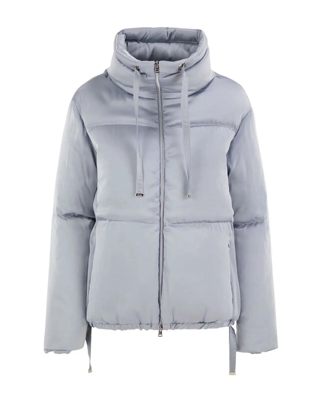 Herno Gray High-Neck Down Jacket With Drawstring Collar