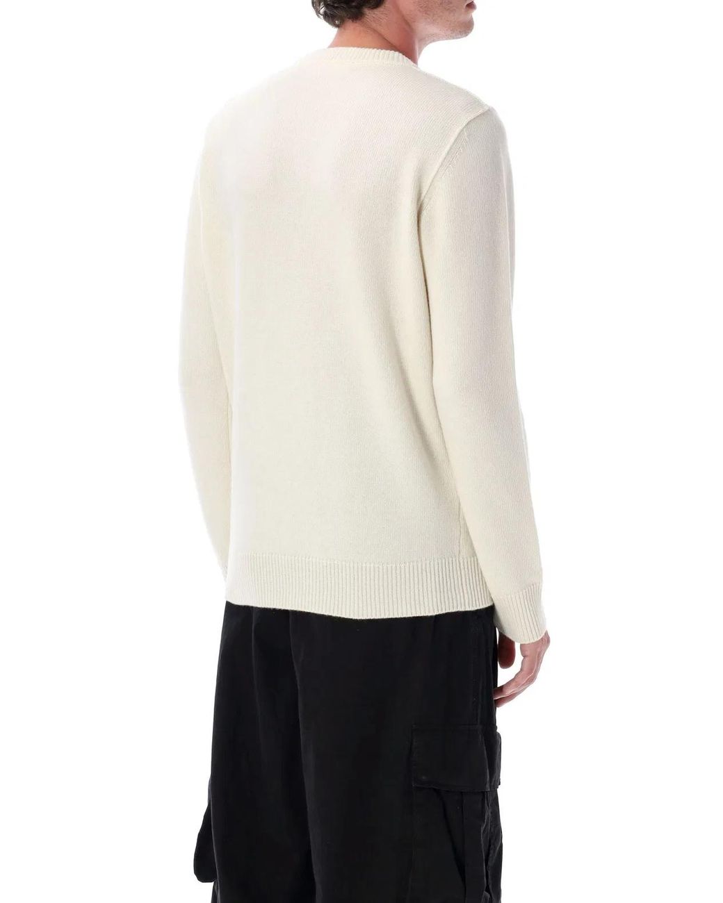 Stone Island White Wool Crewneck Jumper for men