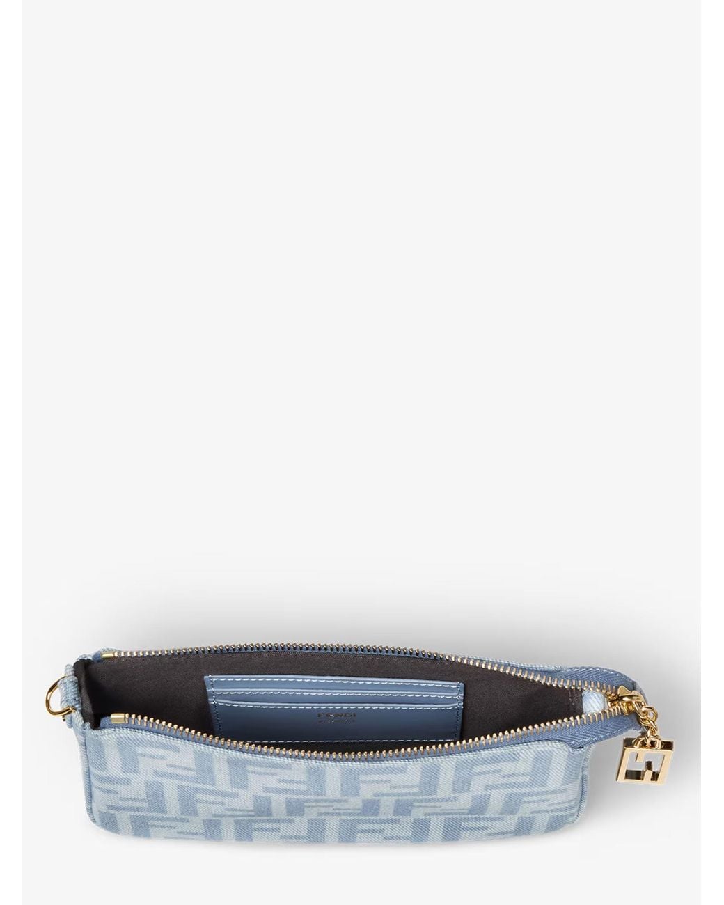 Fendi Blue Pouch Tube Con Catena