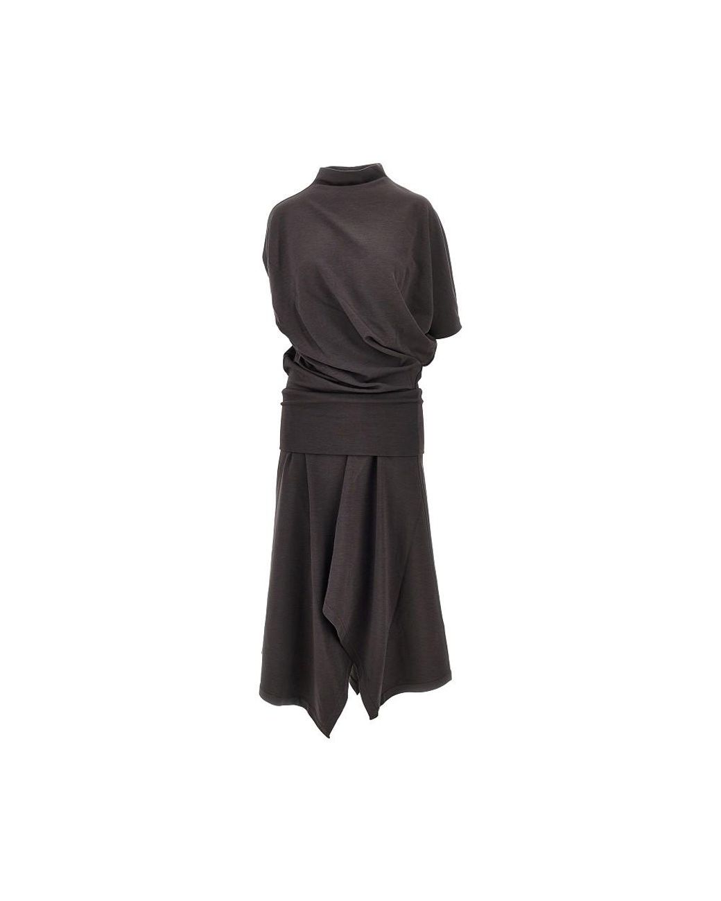 Lemaire Black Twisted Wool-Blend Jersey Dress