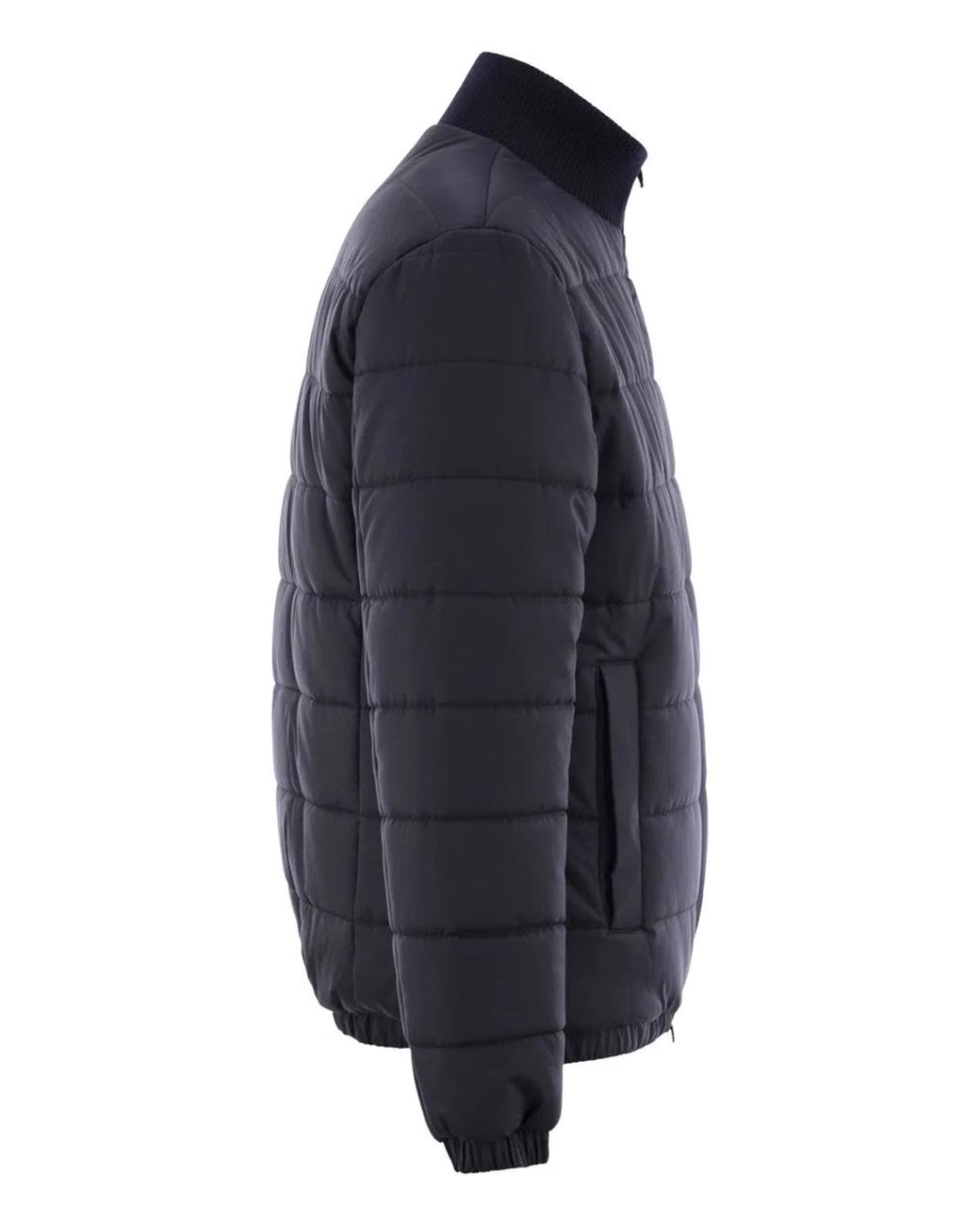 Kiton Blue Technical Fabric Bomber Jacket for men