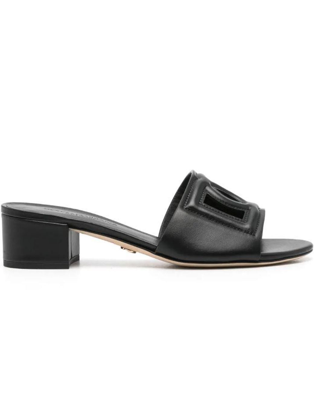Dolce & Gabbana Black Calfskin Slides