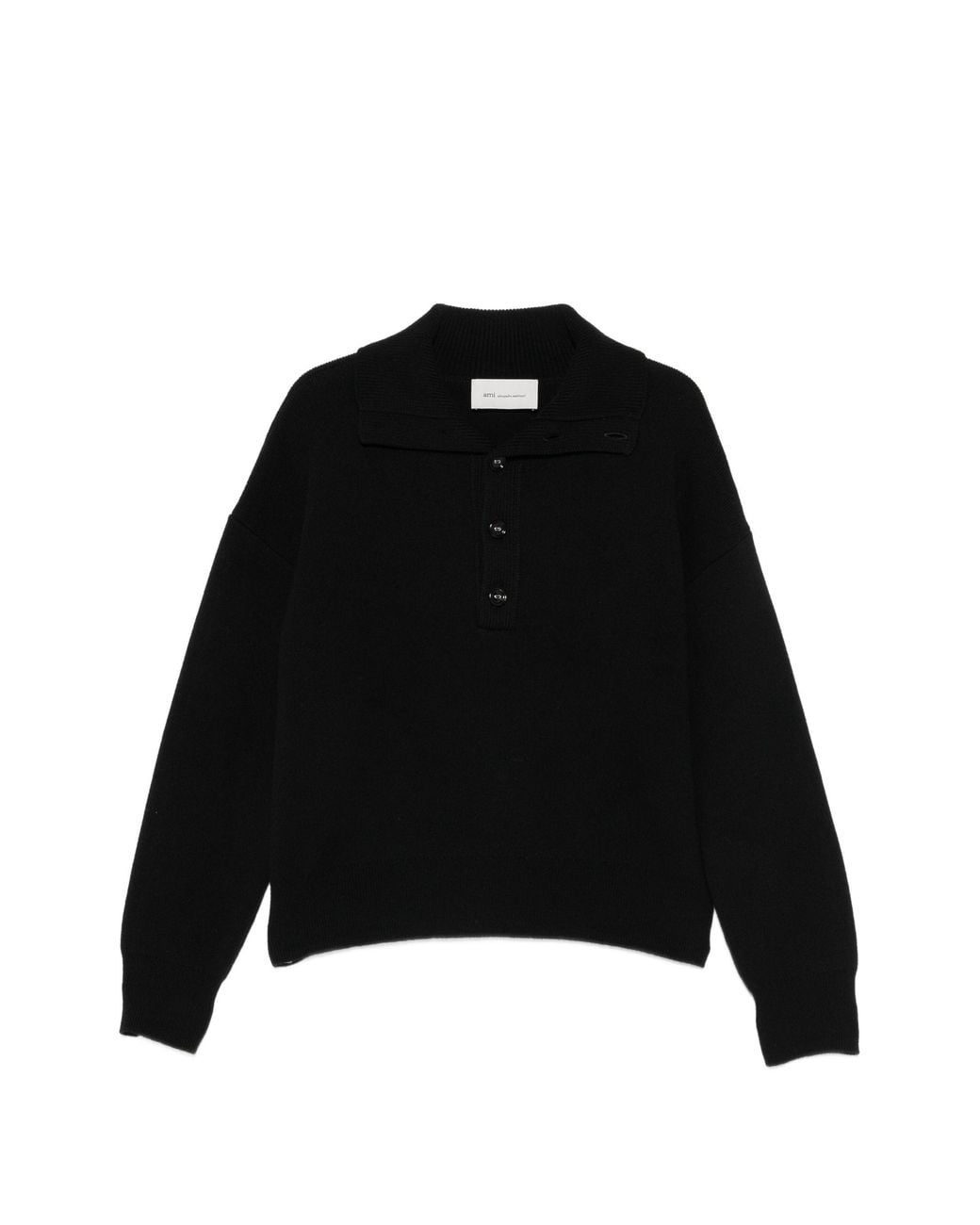 AMI Black Button-Up Sweater for men