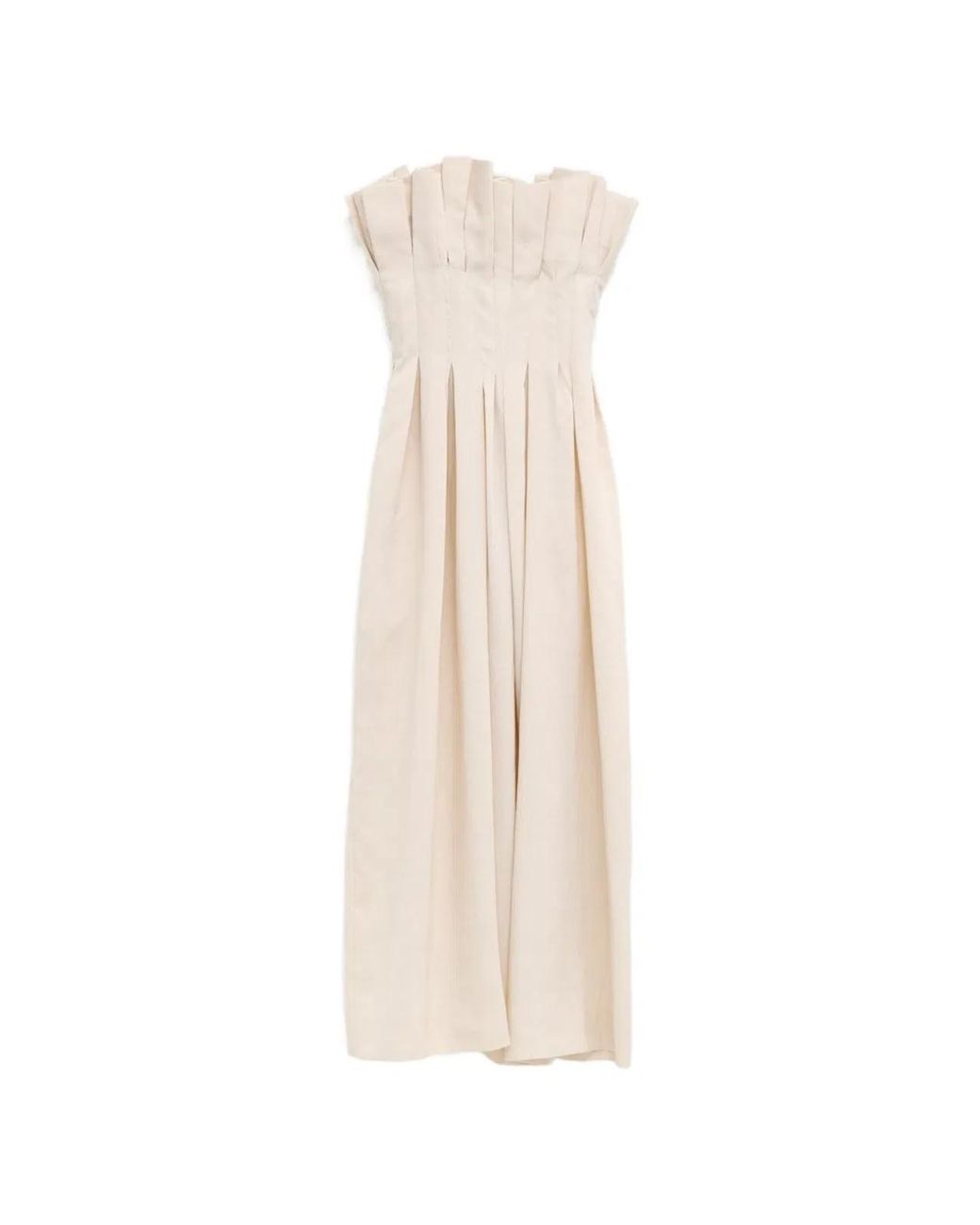 Khaite White Claude Linen Blend Midi Dress