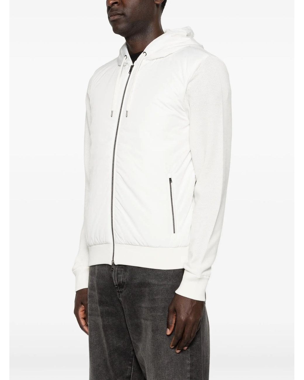 Herno White Natural Cotton Polyester Sweatshirt Jacket for men