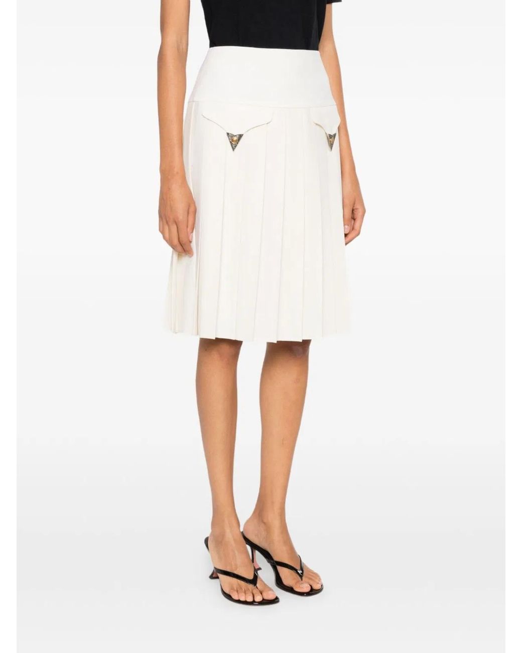 Versace White Belt Loops Concealed Fastening