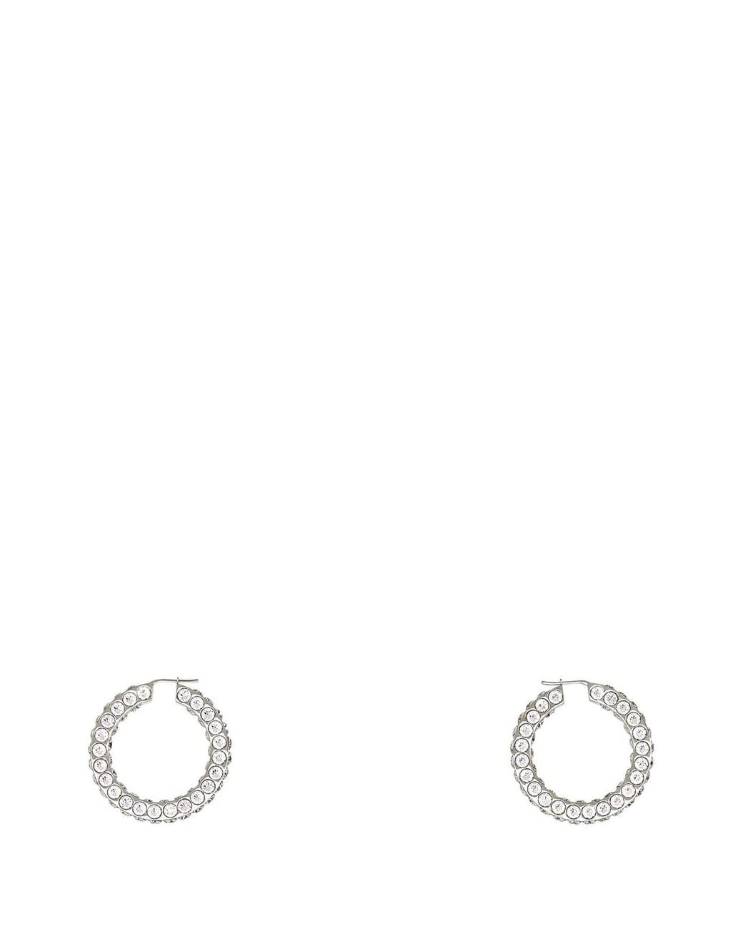 AMINA MUADDI White Embellished Metal Big Jaheel Earrings