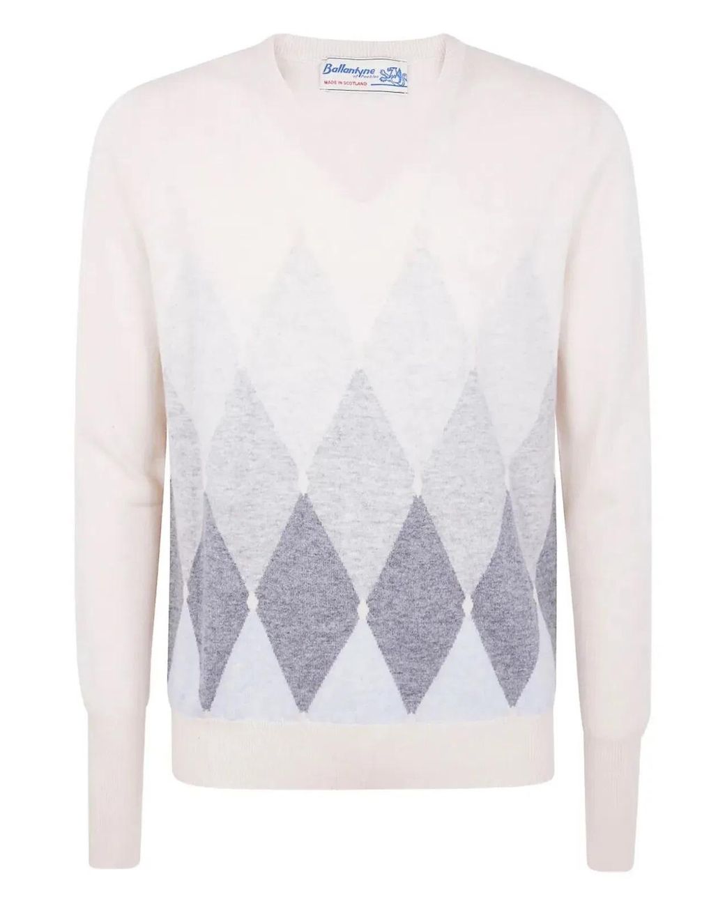 Ballantyne White V Neck Pullover for men