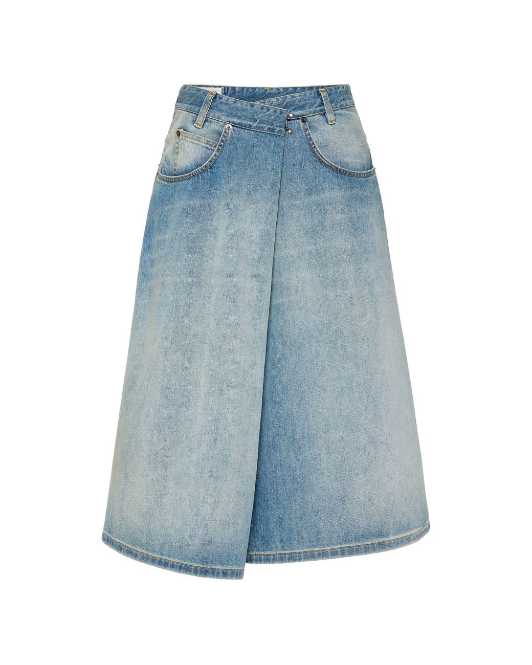Maison Margiela Blue Wrap-Design Denim Midi Skirt