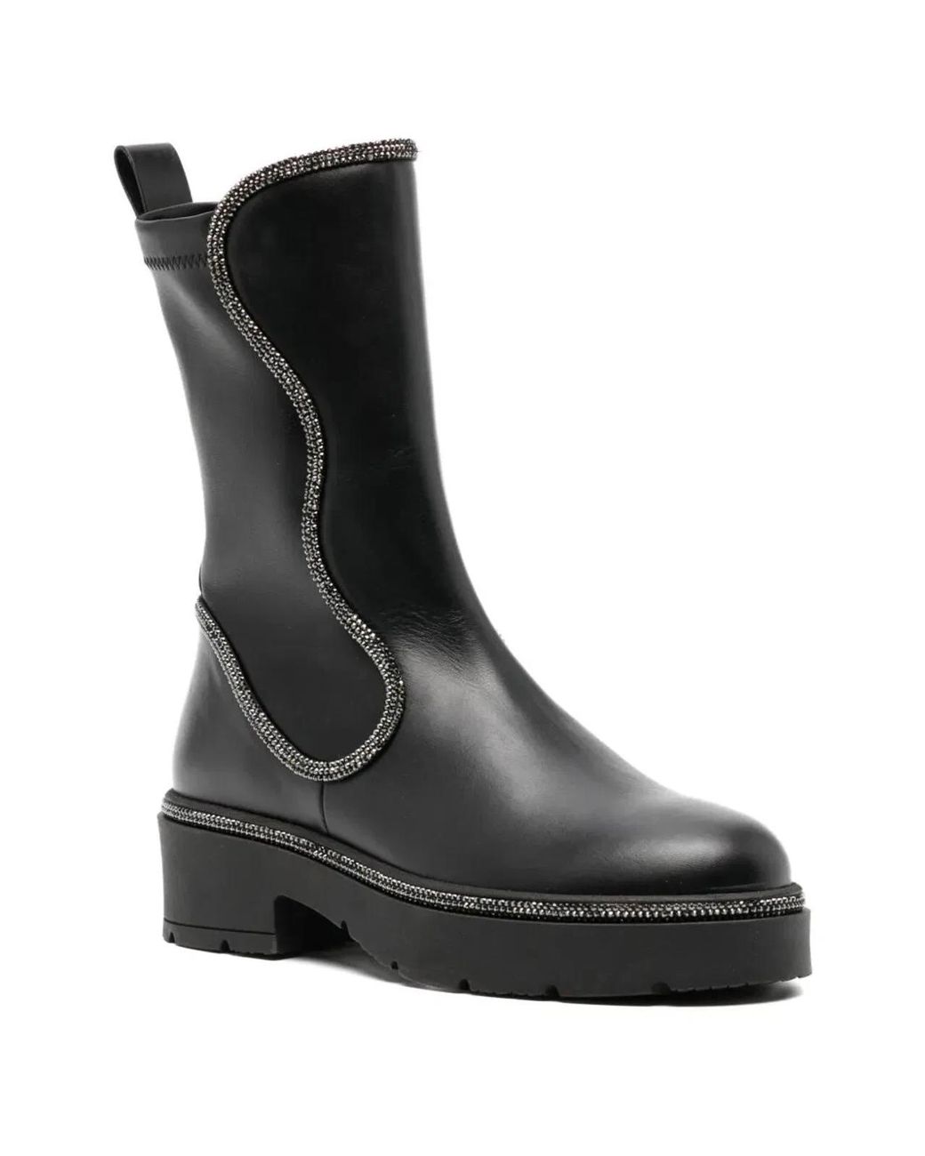Rene Caovilla Black Rhinestone Boots