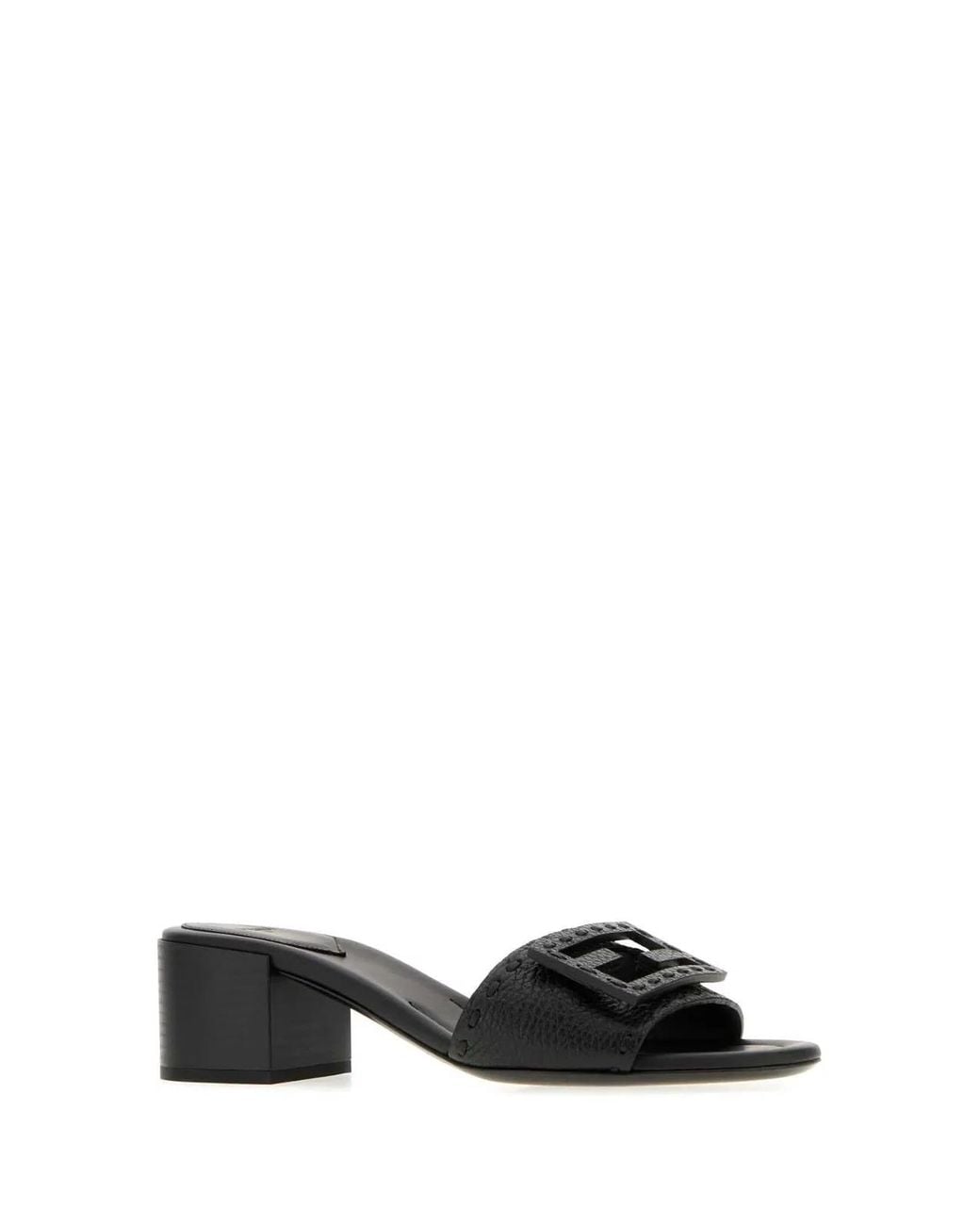 Fendi Black Slide Vit.Bott+Ff Vitel.C/Infi