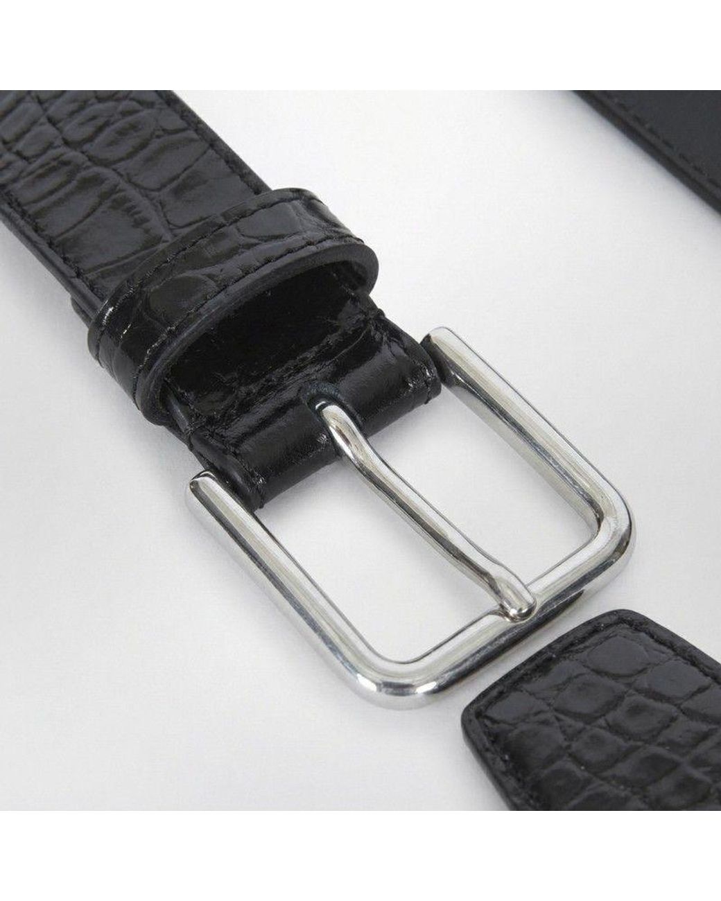 Frankie Shop Black Patent Toni Croc Belt