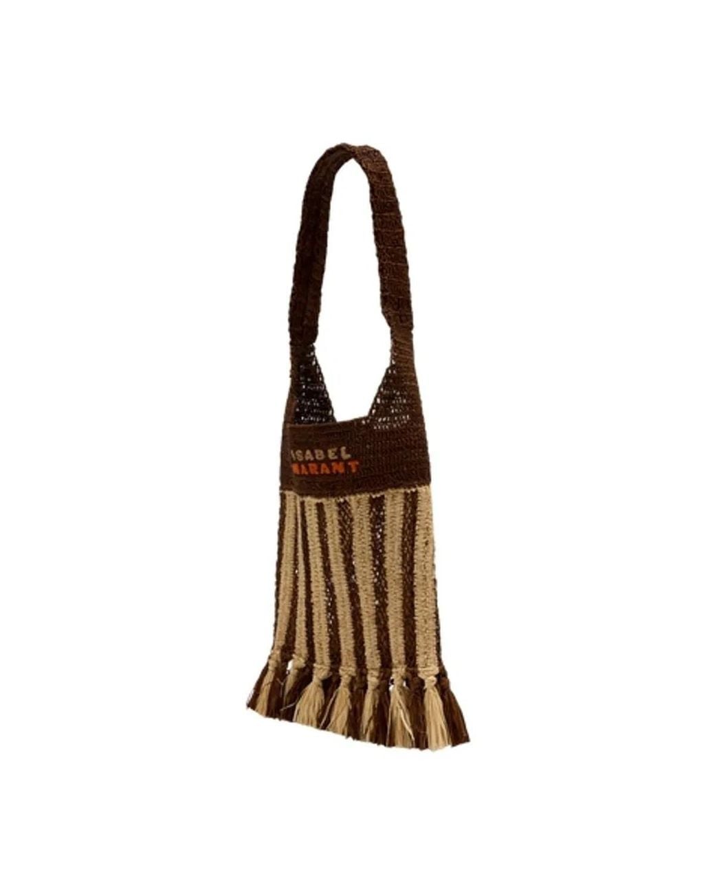 Isabel Marant Brown Raffia Crossbody Bag