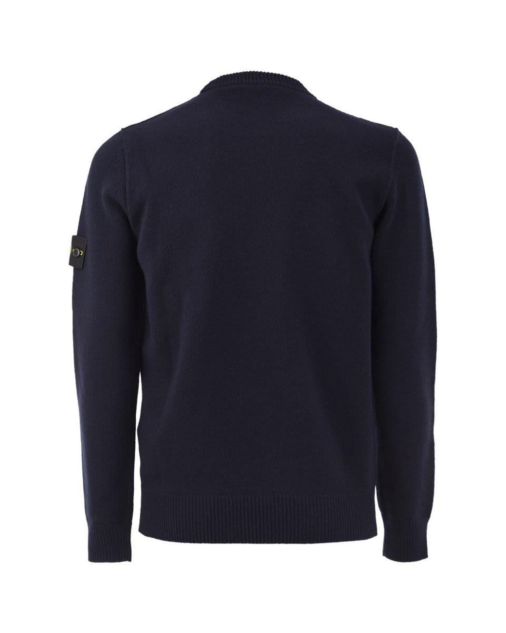 Stone Island Blue Crew-Neck Jumper With Reverse Stitch Details for men
