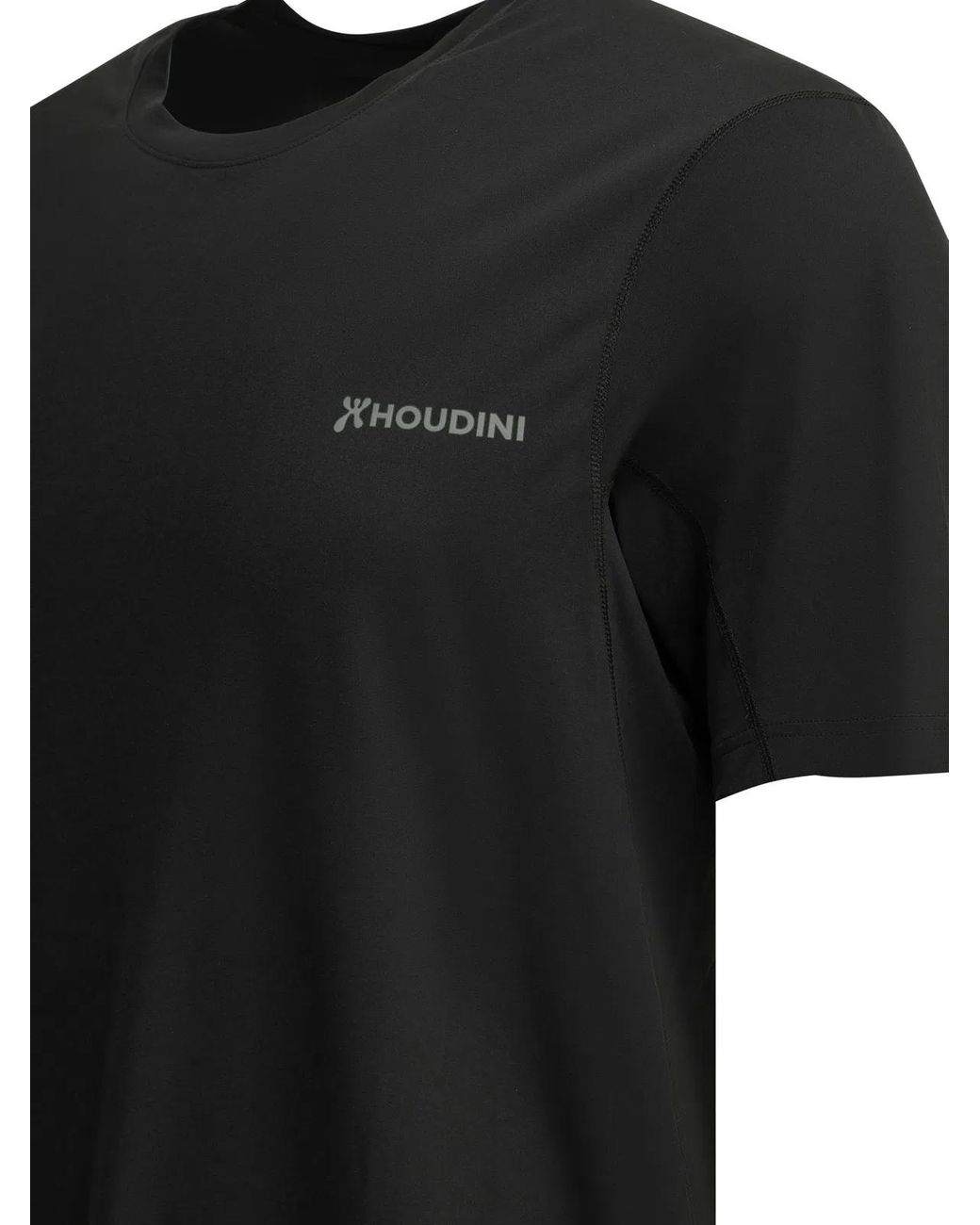 Houdini Sportswear Black Pace Air Message Recycled Polyester Crewneck T-Shirt for men