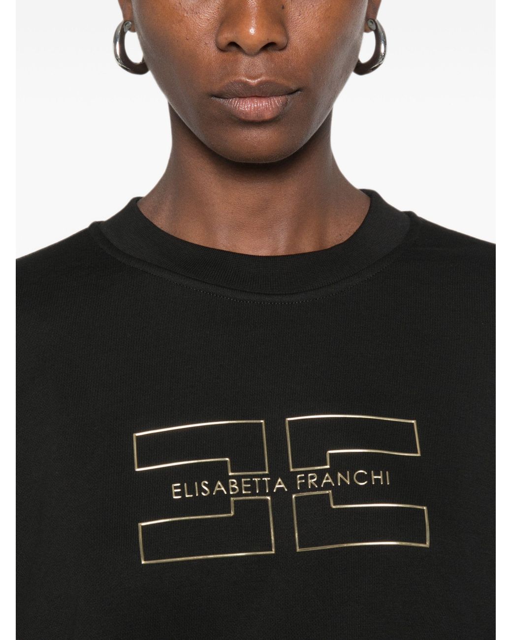 Elisabetta Franchi Black Cotton Elastane Sweater