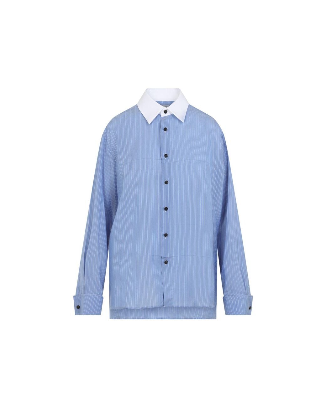 Bottega Veneta Blue Oxford Striped Shirt