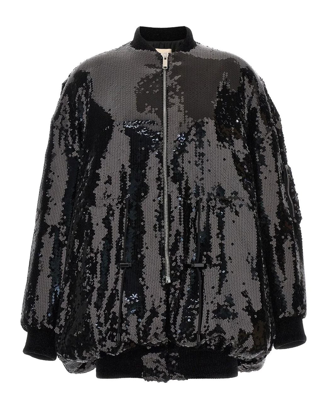 Alexandre Vauthier Black Sequin Bomber Jacket