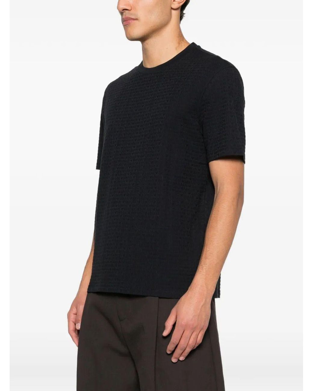 Emporio Armani Black Textured T-Shirt for men
