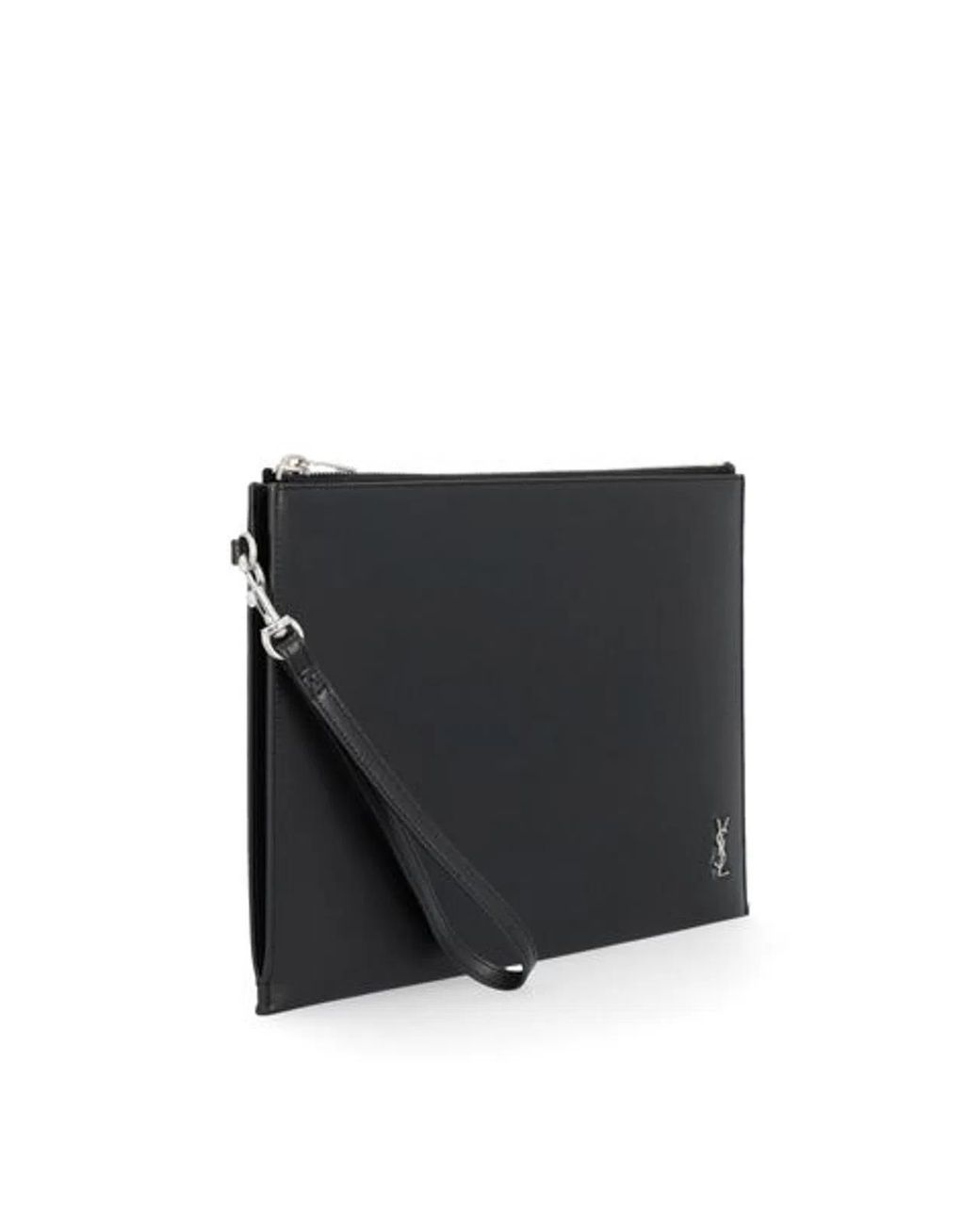 Saint Laurent Black Leather Monogram Clutch Bag for men