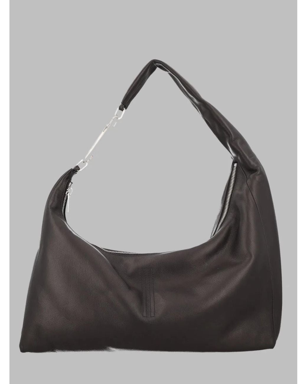 Rick Owens Gray Shoulder Bag Cropped Gemini Leather Calf